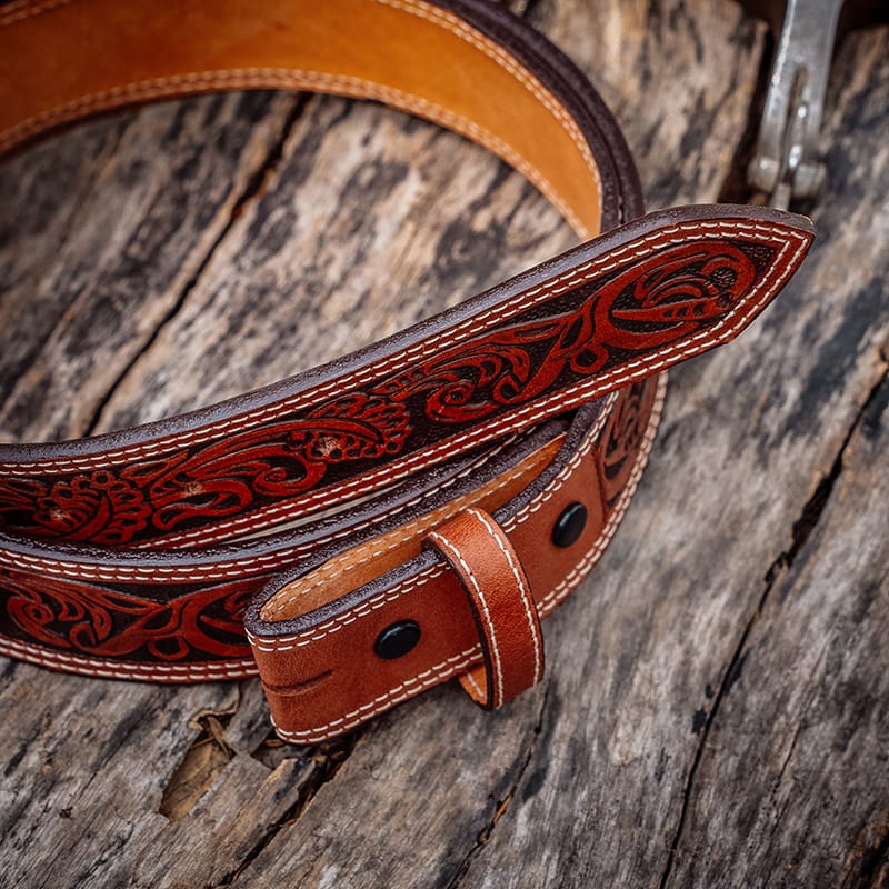 Belts Made from genuine full gran leather over a table
